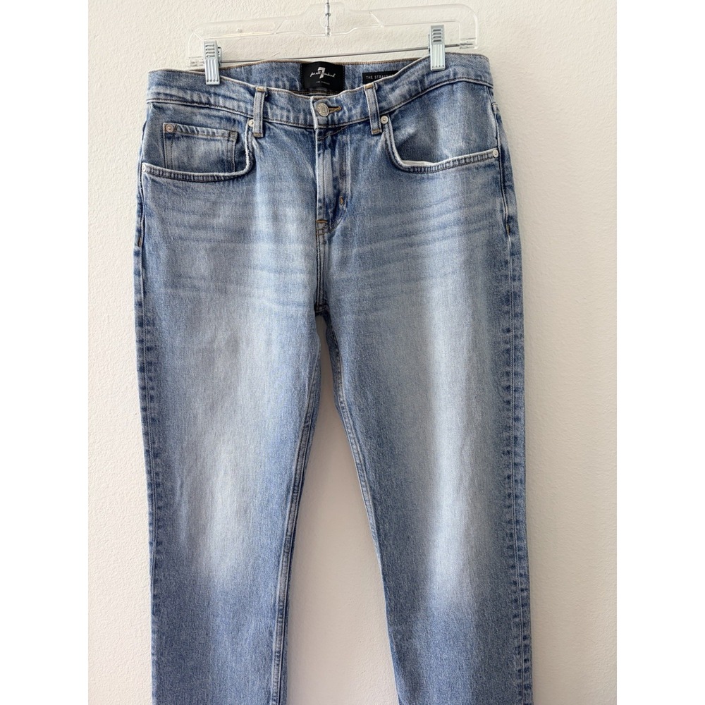 7 For All Mankind Jeans Mens 33 The Straight Light Wash Blue Denim Pants